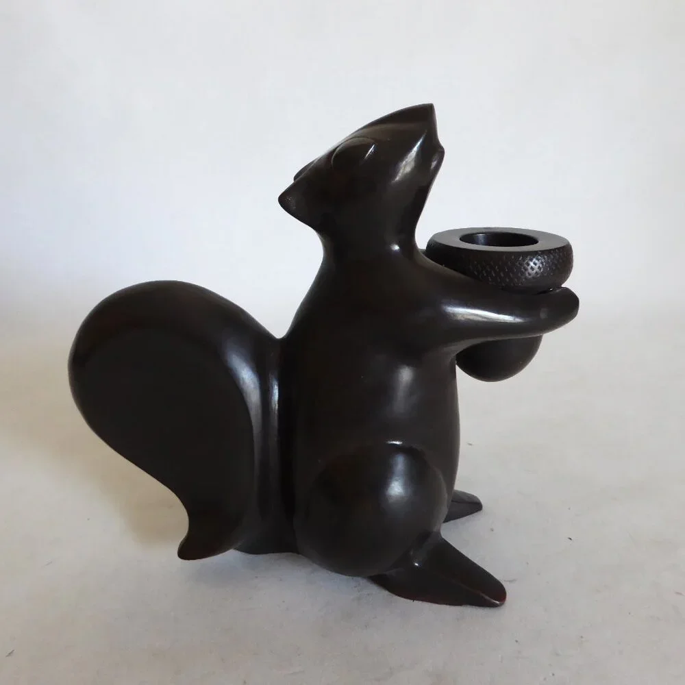 NEW RESTORATION HARDWARE BRONZE SQUIRREL HOLDING ACORN CANDLE HOLDER